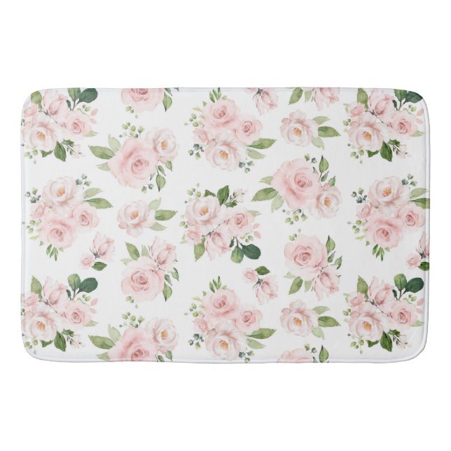 Rosa Blume, rosa Rosen, Aquarellfarben-Blume Badematte (Vorderseite)