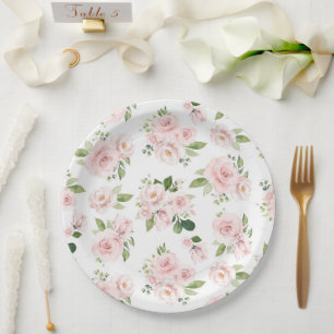 Rosa Blume, rosa Rosen, Aquarellfarben-Blume Pappteller