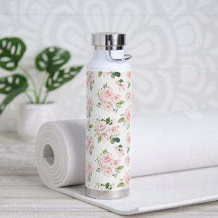 Rosa Blume, rosa Rosen, Aquarellfarben-Blume Trinkflasche
