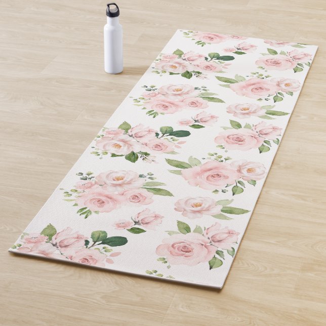 Rosa Blume, rosa Rosen, Aquarellfarben-Blume Yogamatte (Beispiel)