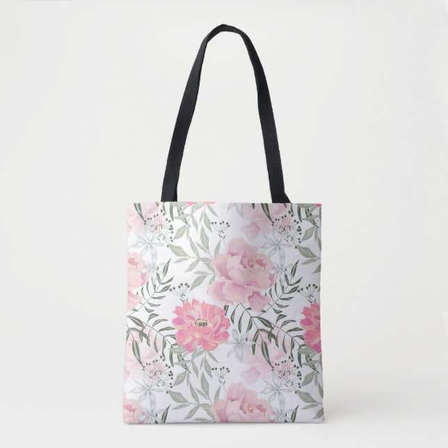 Rosa Blume Rosa Zitronen Blumenstrauß Tasche (Vorderseite)