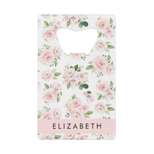 Rosa Blume, Rose, Aquarell-Blume, Ihr Name Geldbeutel Flaschenöffner
