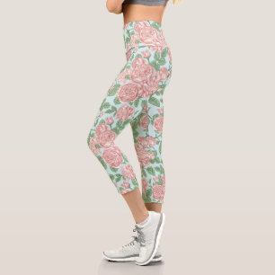 Rosa Blume Rose Garten Bouquet Muster Capri Leggings