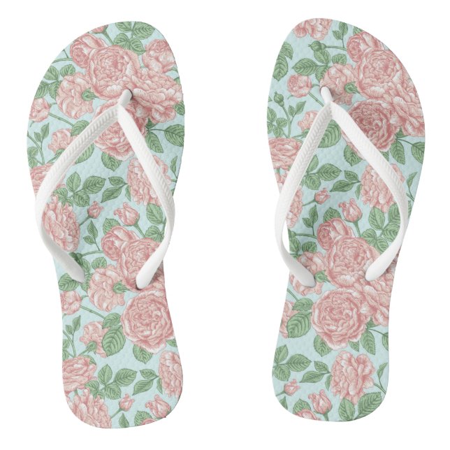 Rosa Blume Rose Garten Bouquet Muster Flip Flops (Fußbett)