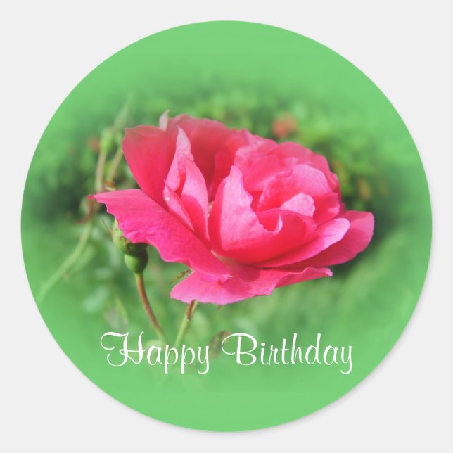 Rosa-Blume Runder Aufkleber (Vorderseite)
