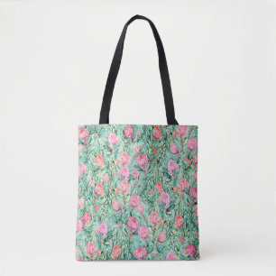 Rosa Blume, Salbei grün, nahtlos. Tasche