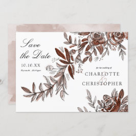 Rosa Blume Save the Date Einladung