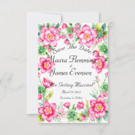 Rosa Blume Save the Date flache Karte