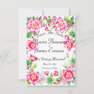 Rosa Blume Save the Date flache Karte
