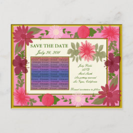 Rosa Blume Save the Date Postkarte