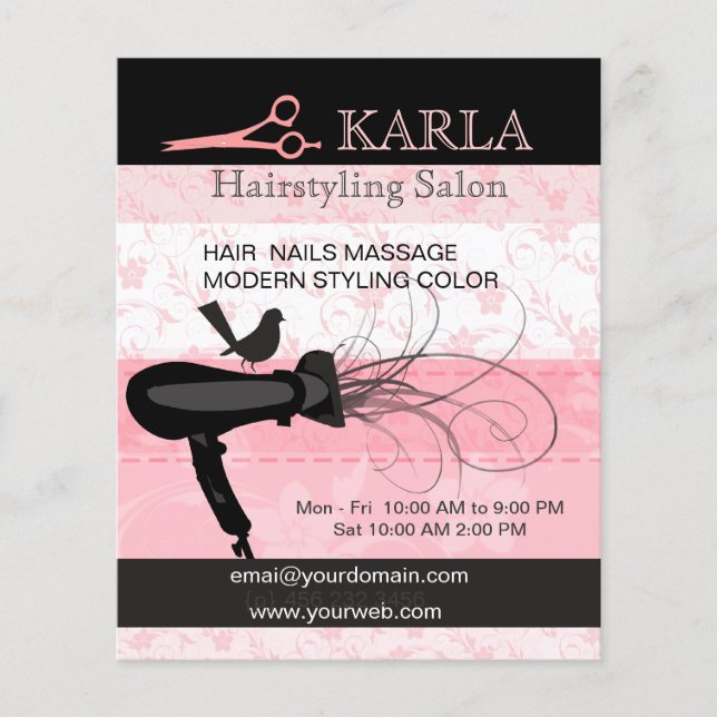 Rosa Blume Schönheitssalon Trockner Haartrockner S Flyer (Vorne)