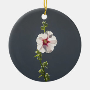 Rosa Blume Schwarze grüne Blätter auf dunkelgrau Keramik Ornament