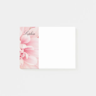 Rosa Blume & Schwarzer Schriftname, Vs 2 Post-it Klebezettel