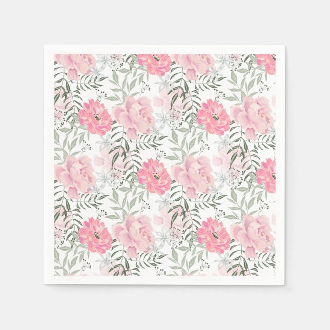 Rosa Blume Serviette (Vorderseite)