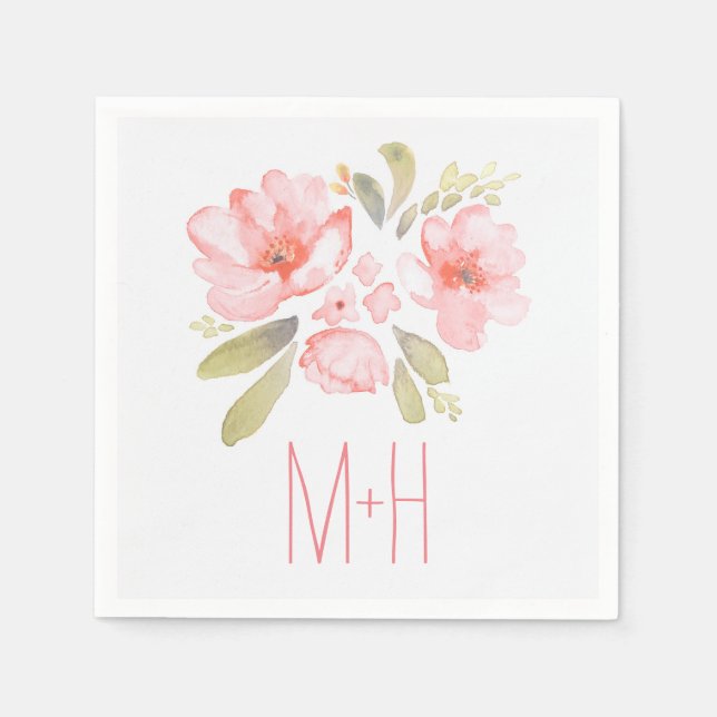 Rosa Blume Serviette (Vorderseite)