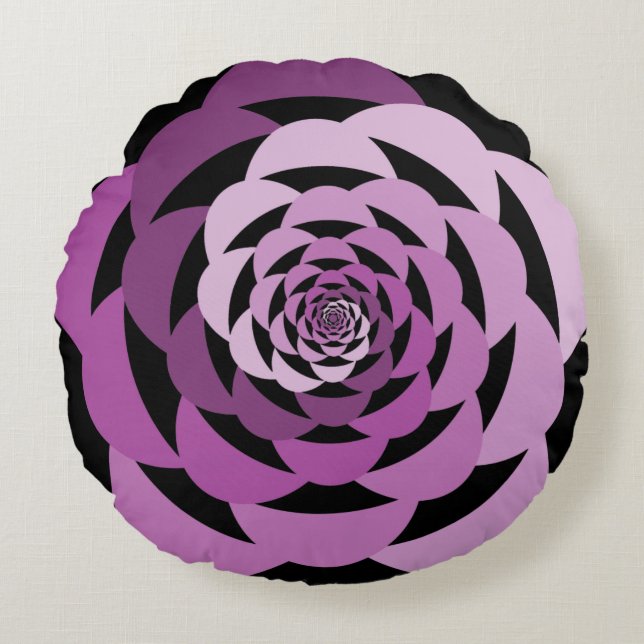 Rosa Blume Spiral Ombre Rundkissen Rundes Kissen (Vorderseite)