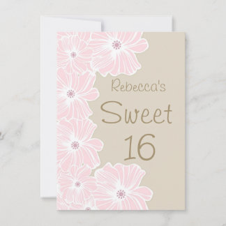 Rosa Blume Süß 16 Party Einladung