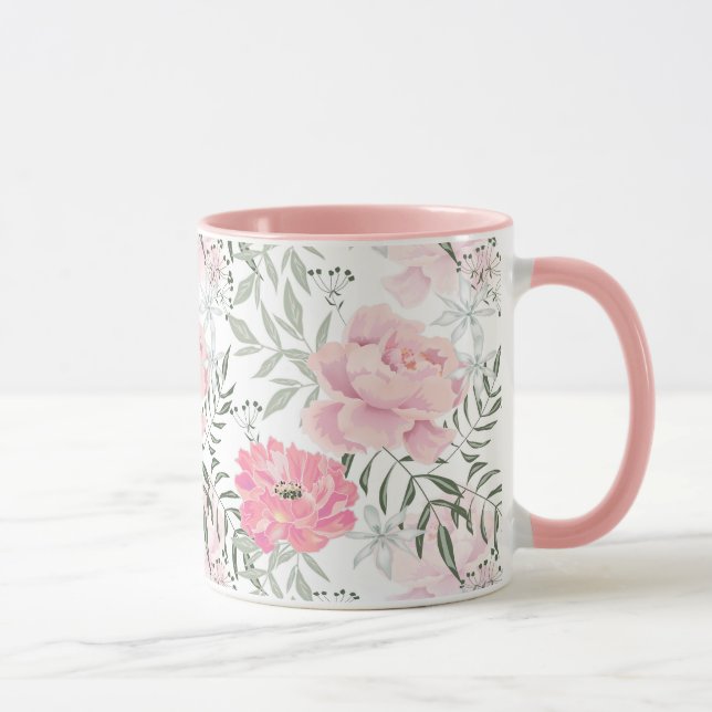 Rosa Blume Tasse (Rechts)