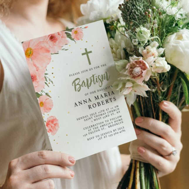 Rosa Blume Taufe Einladung (Von Creator hochgeladen)