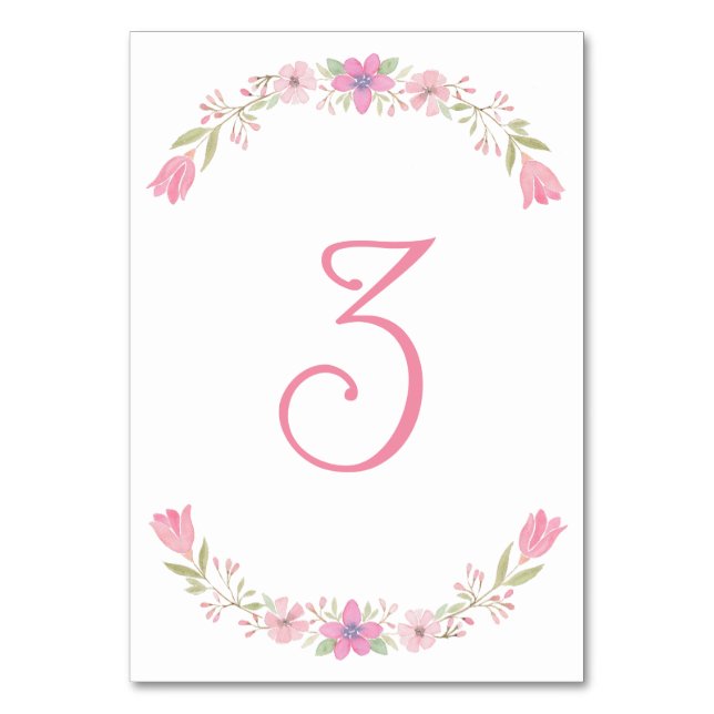 Rosa Blume Tischnummer (Vorderseite)