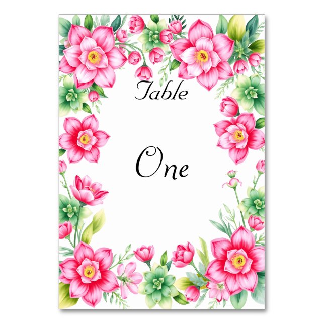 Rosa Blume Tischnummer (Vorderseite)