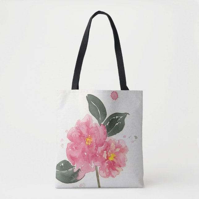 Rosa Blume Tote Tasche (Vorderseite)
