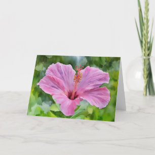 Rosa Blume Tropischer Hibiskus Art Note Card Karte