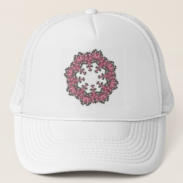 Rosa Blume Truckerkappe (Vorderseite)