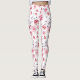 Rosa Blume über weiße Leggings