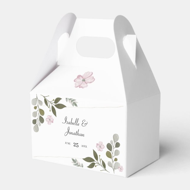 Rosa Blume und Blätter Geschenkschachtel (Vorderseite)