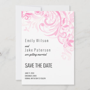 Rosa Blume und Blätter Save The Date