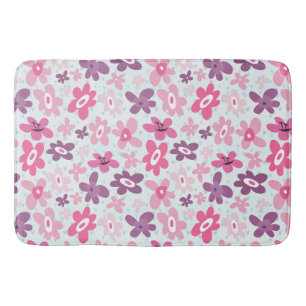 Rosa Blume und blaue Herzen Niedlich Whimsical Badematte