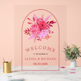 Rosa Blume und Blumengarten Acrylschild