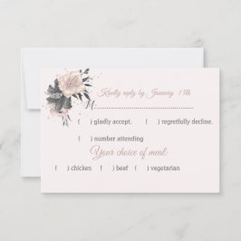Rosa Blume und Blütenmehl RSVP Karte