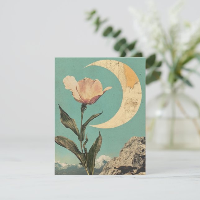 Rosa Blume und Crescent Moon (Stehend Vorderseite)