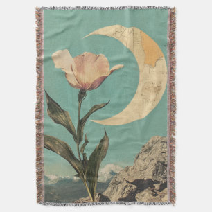 Rosa Blume und Crescent Moon Decke