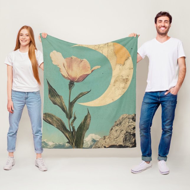 Rosa Blume und Crescent Moon Fleecedecke (Beispiel)