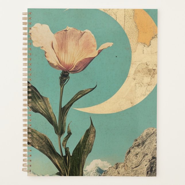 Rosa Blume und Crescent Moon Planer (Vorderseite)