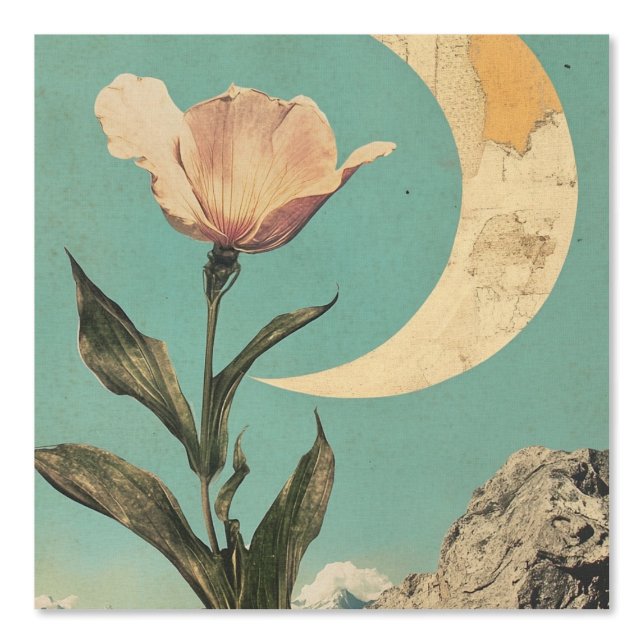 Rosa Blume und Crescent Moon Tapete (Vorderseite)
