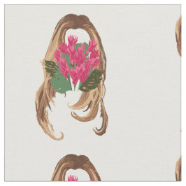 Rosa Blume und Frauengesicht Stoff