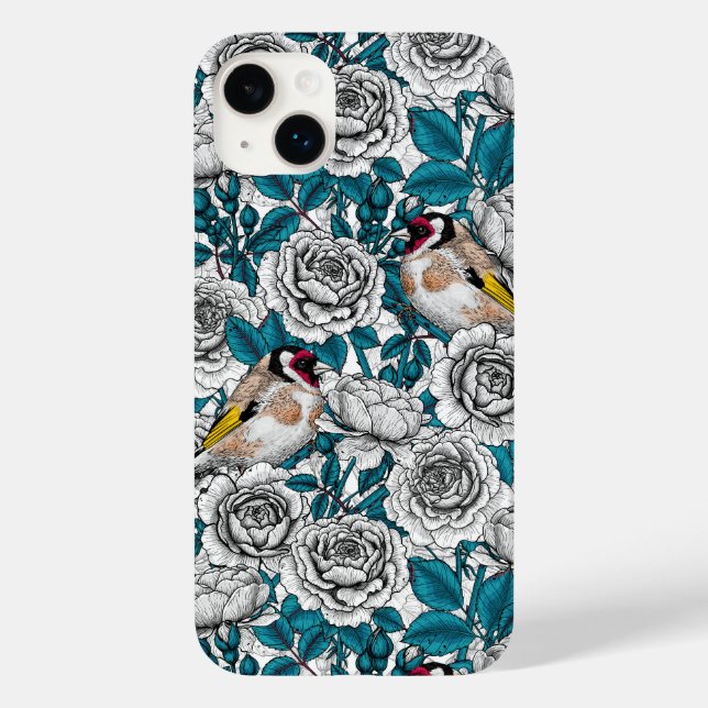 Rosa Blume und Goldflossen Case-Mate iPhone 14 Plus Hülle (Rückseite)