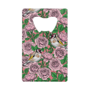 Rosa Blume und Goldflossen Geldbeutel Flaschenöffner