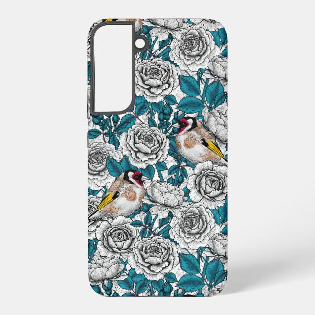 Rosa Blume und Goldflossen Samsung Galaxy Hülle (Rückseite)