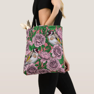 Rosa Blume und Goldflossen Tasche
