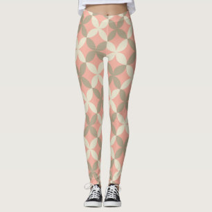Rosa Blume und graue Blätter gemustert Leggings