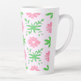 Rosa Blume und grüne Blätter - nahtloses Muster Milchtasse