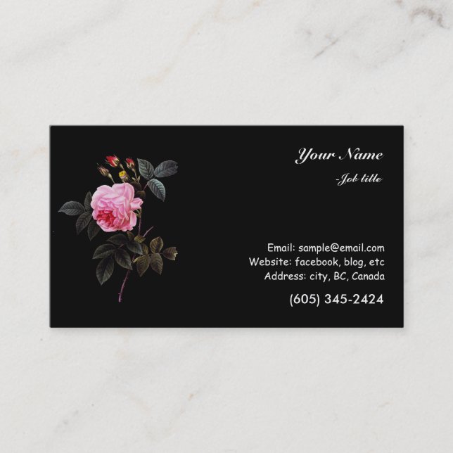 Rosa Blume und Knospen Visitenkarte (Vorderseite)