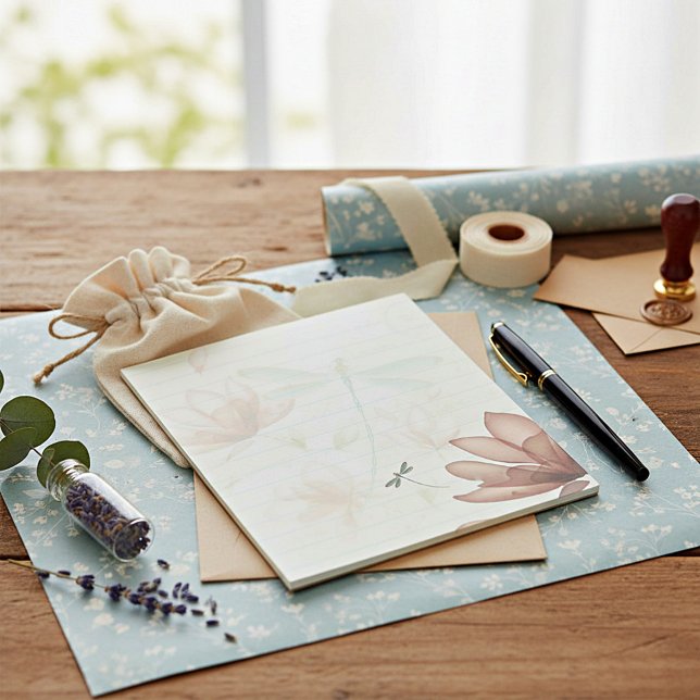 Rosa Blume und Libellen Notizblock (Von Creator hochgeladen)