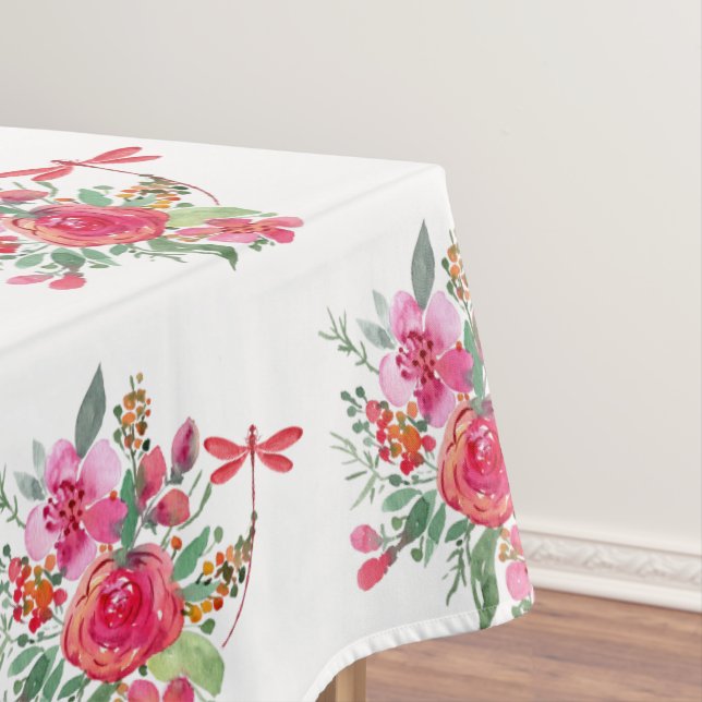 Rosa Blume und Libellen Tischdecke (Beispiel)