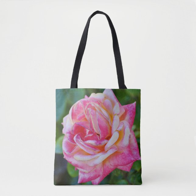 Rosa Blume und Muster Tasche (Vorderseite)